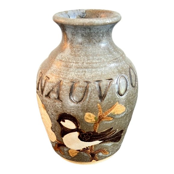 Nauvoo Pottery Hand Made, Painted Judy Jones 1997 Small 4" Bud Vase Jar - Picture 1 of 6